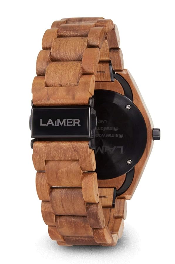 LAiMER Wooden watch, men's quartz watch made of real wood